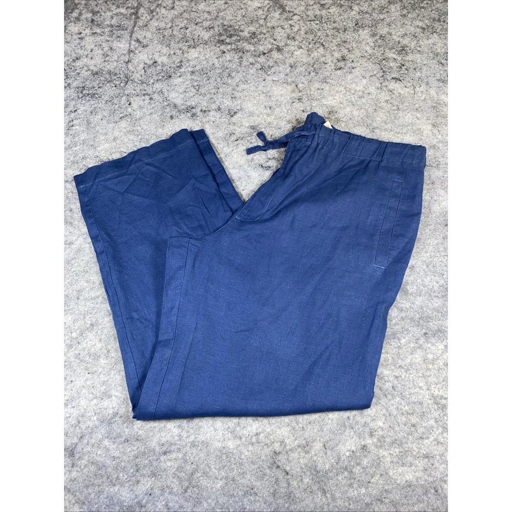 Madison Clothing Co. Linen Pants women's Large Blue Button Casual Beach‎ Vacay